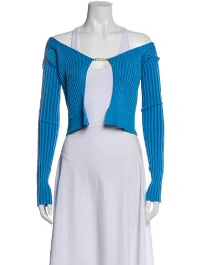 Pre-owned Jacquemus Colorblock Pattern Bateau Neckline Sweater In Blue