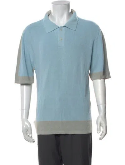 Pre-owned Jacquemus Colorblock Pattern Collar Polo Sweater W/ Tags In Blue