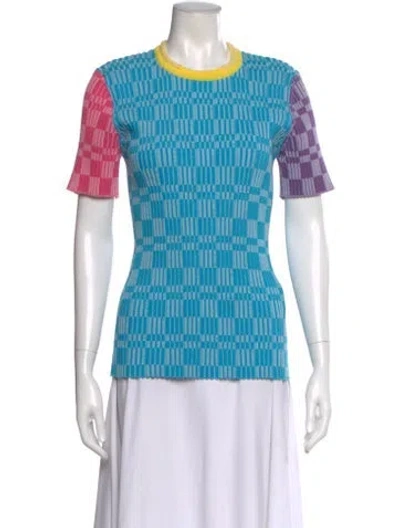 Pre-owned Jacquemus Colorblock Pattern Crew Neck Top In Blue