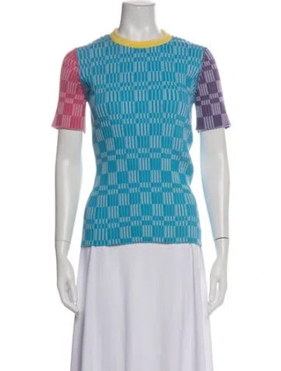Pre-owned Jacquemus Colorblock Pattern Crew Neck Top In Blue