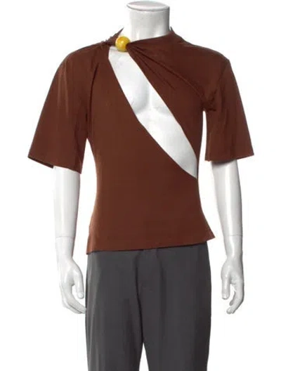 Pre-owned Jacquemus Colorblock Pattern Crew Neck T-shirt In Brown