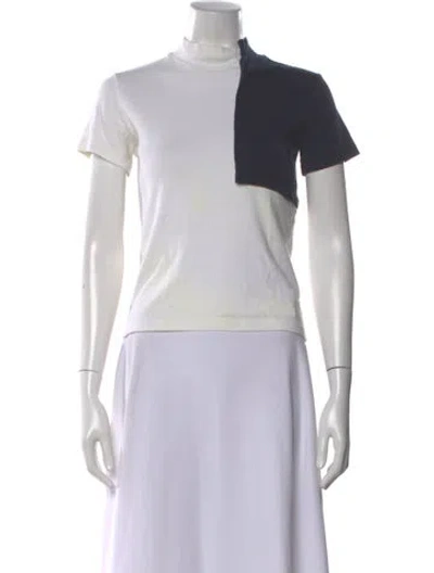 Pre-owned Jacquemus Colorblock Pattern Mock Neck T-shirt In White