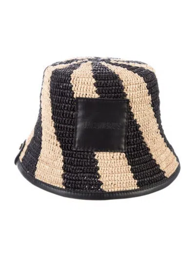 Pre-owned Jacquemus Colorblock Raffia Bucket Hat W/tags In Neutrals