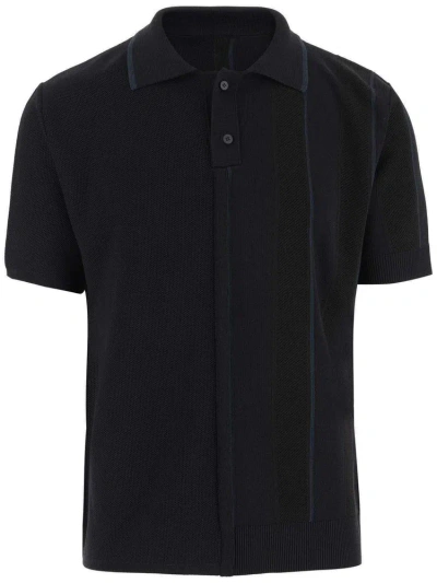 Jacquemus Contrast Knitted Polo Shirt In Black