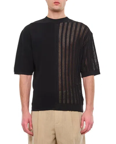 Jacquemus Contrast Knitted Top In Black