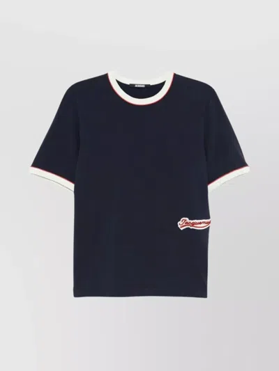 Jacquemus Contrast Trim Crew Neck Short Sleeve T-shirt In Blue