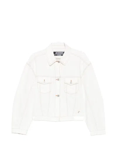 Jacquemus Contrast-stitch Denim Jacket In White