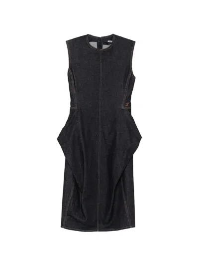 Jacquemus Contrast-stitch Sleeveless Midi Dress In Black