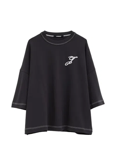 Jacquemus Contrast-stitching T-shirt In Black