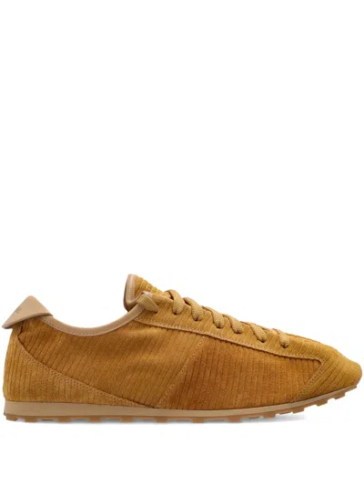 Jacquemus Le Tennis Sneakers In Soft Corduroy-embossed Suede Shoes In Brown