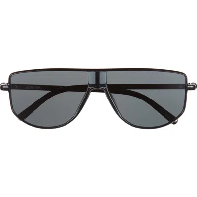 Jacquemus Corsa Sunglasses In Black/silver/black