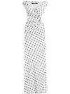 Jacquemus Rita Draped Gathered Polka-dot Crepe De Chine Maxi Dress In White