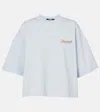 Jacquemus Womens Uni Club Blue Logo-embroidered Relaxed-fit Cotton T-shirt Xl In Blue