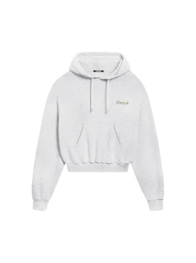 Jacquemus The Typo Logo Hooded Sweatshirt In White
