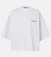 Jacquemus 'le T-shirt Corto' Grey T-shirt With Logo Lettering On The Front And Wide Short Sleeves In Grey