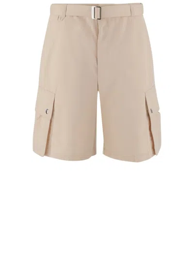 JACQUEMUS COTTON AND LINEN CARGO SHORT PANTS