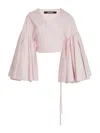 Jacquemus Cotton Balloon Top With Wrap And Tie Fastening In Pink