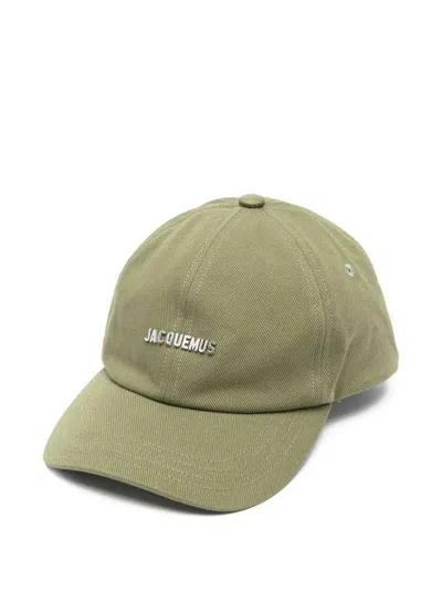 Jacquemus Cotton Baseball Cap With Logo In Green