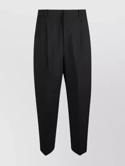 Jacquemus Cotton Blend Pleated Trousers Pockets In Black