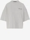 Jacquemus 'le T-shirt Corto' Grey T-shirt With Logo Lettering On The Front And Wide Short Sleeves In Grey