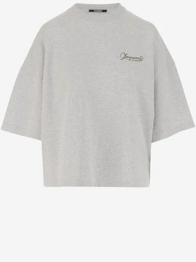 Jacquemus Short Sleeve Crew Neck Oversized Top In Grey