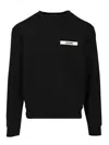 Jacquemus Gros Grain Textured Crew Neck Sweatshirt In Black