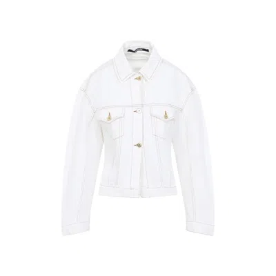 Jacquemus Denim Jacket Structured Flap Pockets In White