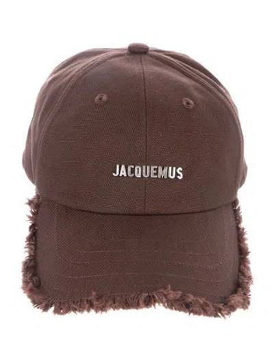 Pre-owned Jacquemus Cotton Frayed Trucker Hat In Brown