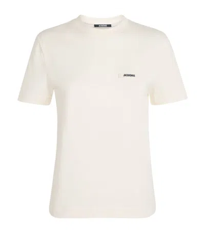 Jacquemus Le Grosgrain Light Beige Cotton T-shirt In Animal Print