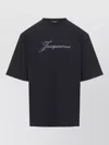 Jacquemus Relaxed Fit Black T-shirt With Cursive Script Logo In Black