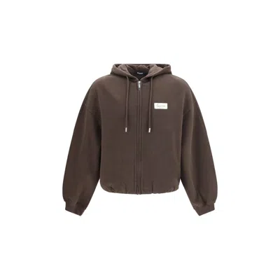 Jacquemus Cotton Hooded Hoodie In Brown