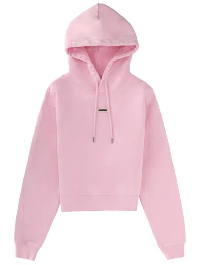 Jacquemus Cotton Hooded Sweatshirt In Pink