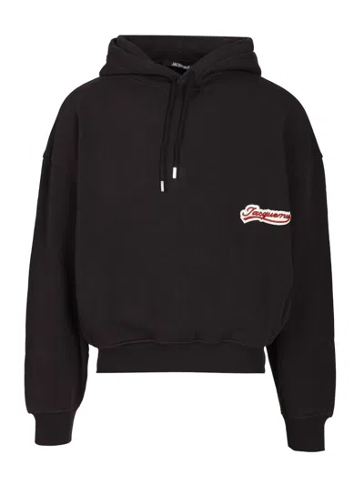 JACQUEMUS COTTON HOODIE SWEATSHIRTS BLUE