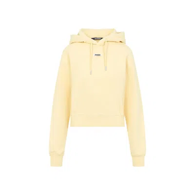 Jacquemus Cotton Hoodie With Drawstring Hood And Ribbed Details In Beige