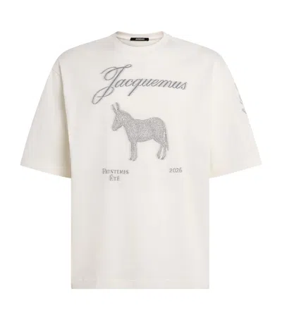 Jacquemus Mens White Ane Crewneck Cotton-jersey T-shirt Xs In Neutral