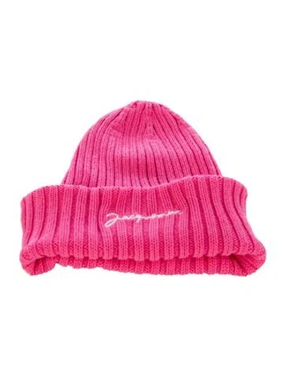 Pre-owned Jacquemus Cotton Knit Beanie In Pink