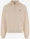Jacquemus The Gros Grain High-collar Logo Sweatshirt In Neutral