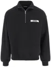 Jacquemus Grog Grain Zip-neck Sweatshirt In Black