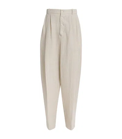 Jacquemus Fernando Cotton-linen Trousers In Neutral