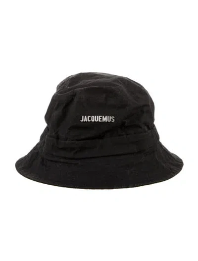 Pre-owned Jacquemus Cotton Logo Bucket Hat In Black