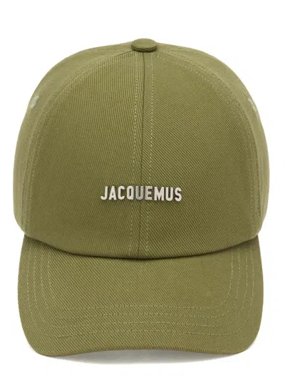 Jacquemus Cotton Logo Cap With Adjustable Back Closure In Kaki