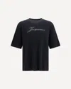 Jacquemus Relaxed Fit Black T-shirt With Cursive Script Logo In Black