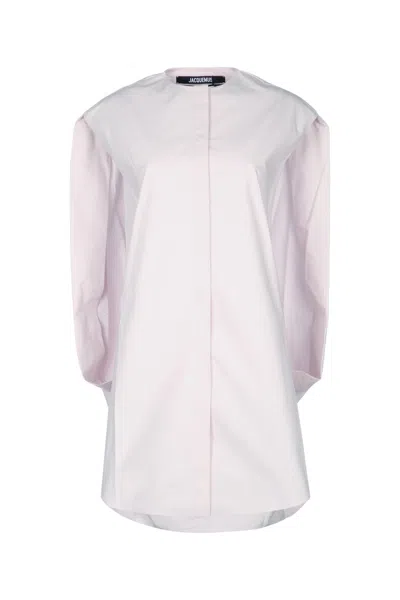 Jacquemus Cotton Mini Dress With Robe-inspired Draping In Lightpink