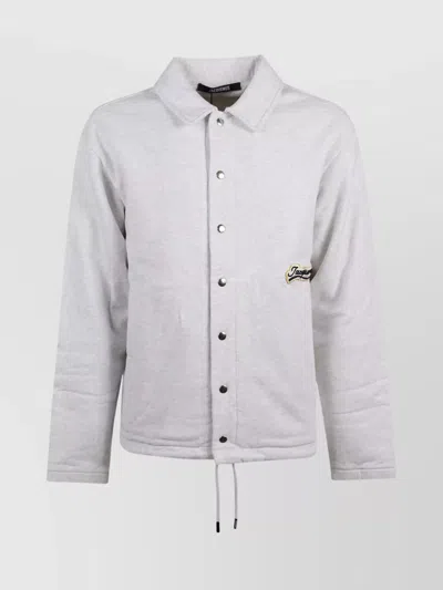 Jacquemus Cotton Overshirt With Drawstring And Pockets In Gray
