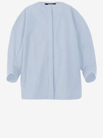 Jacquemus Cotton Painter's Shirt In Blue