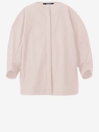 Jacquemus Cotton Painter's Shirt In Pink