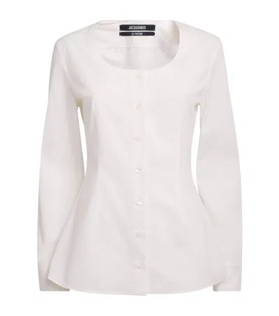 Jacquemus Cotton Poplin Cinched Shirt In White