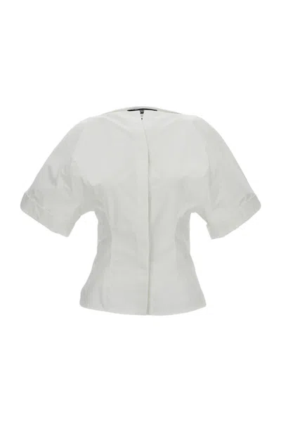 Jacquemus Cotton Poplin Shirt With Boat Neckline And Wide Sleeves In White