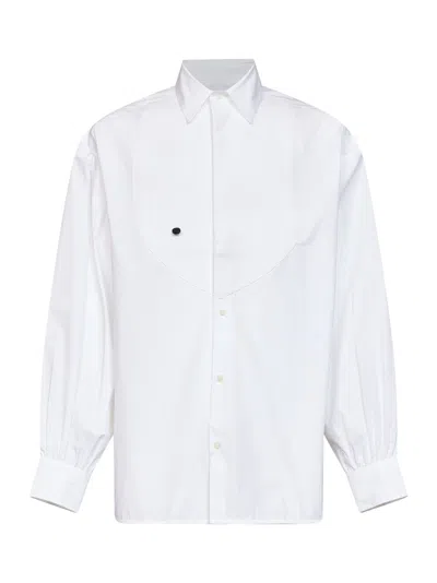 Jacquemus Cotton Poplin With Honeycomb Plastron Shirt In White