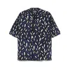 Jacquemus 'la Chemise Jean' Blue Bowling Shirt With Cuban Collar And All-over Logo Motif